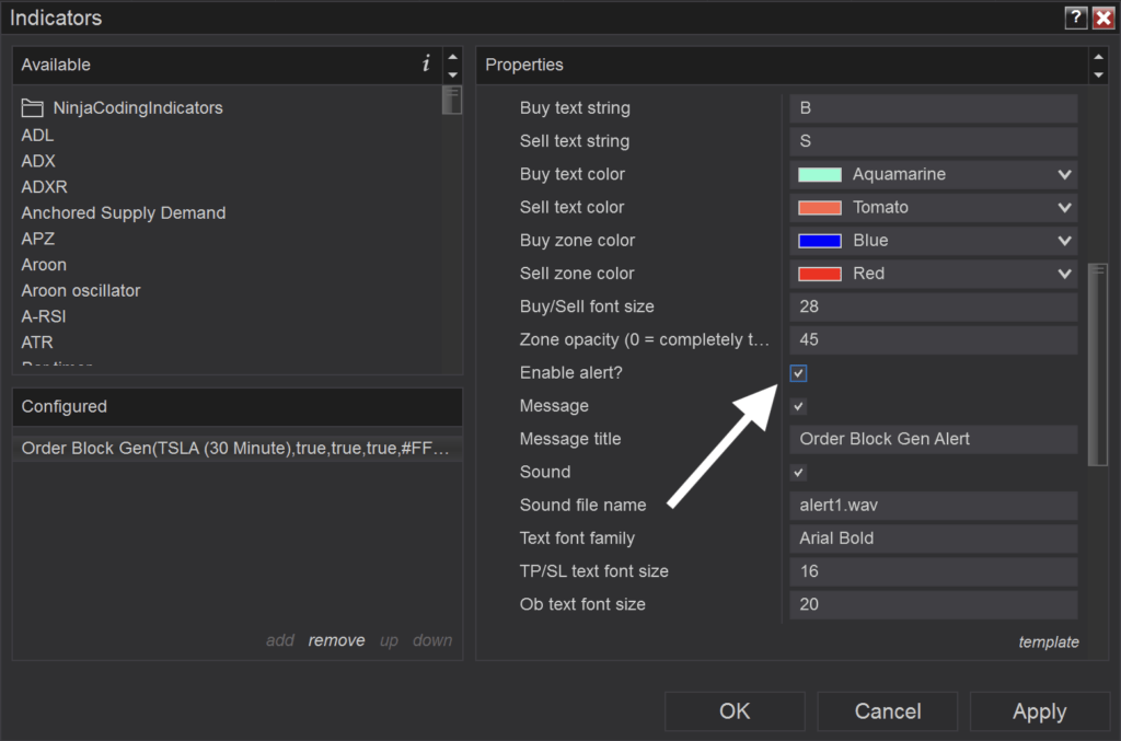 Order Block Gen Indicator for NinjaTrader 8