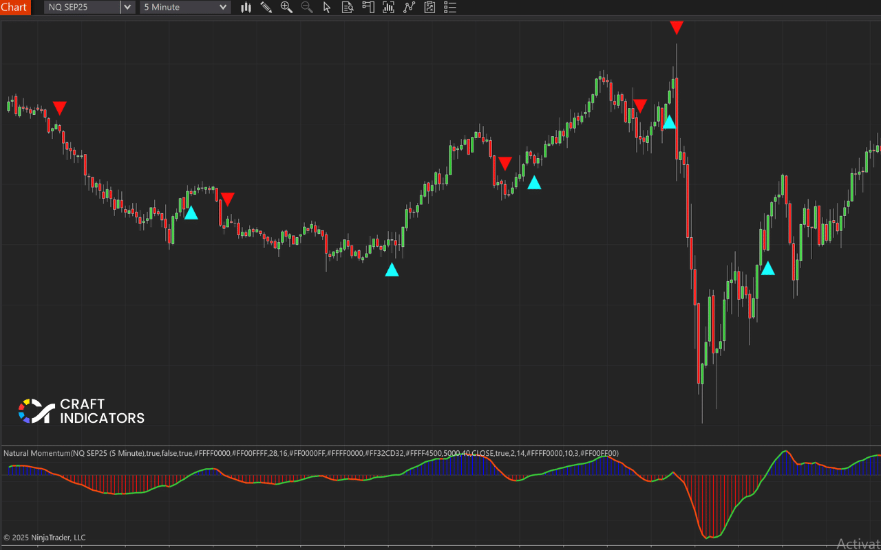 Natural Momentum is used on the NAQ SEP25 market