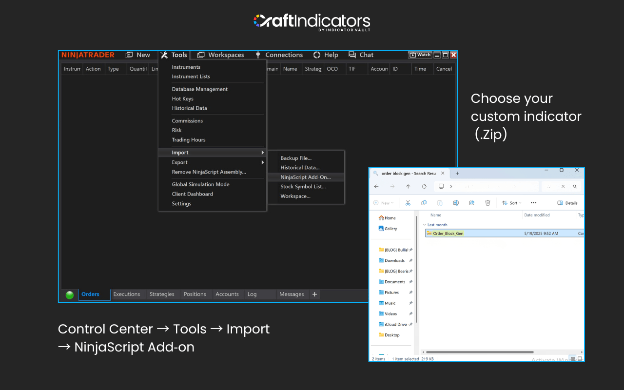 How to import indicators into Ninjatrader
