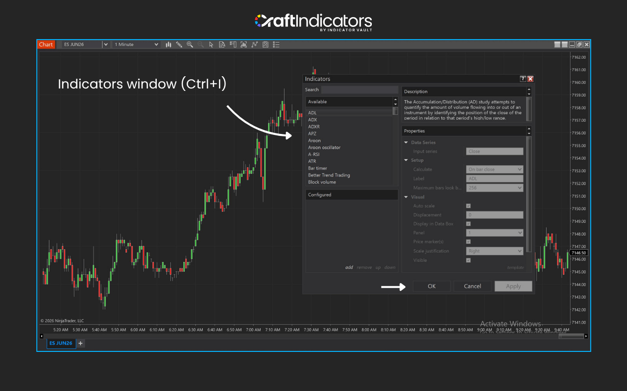 Import built-in indicators into ninjatrader