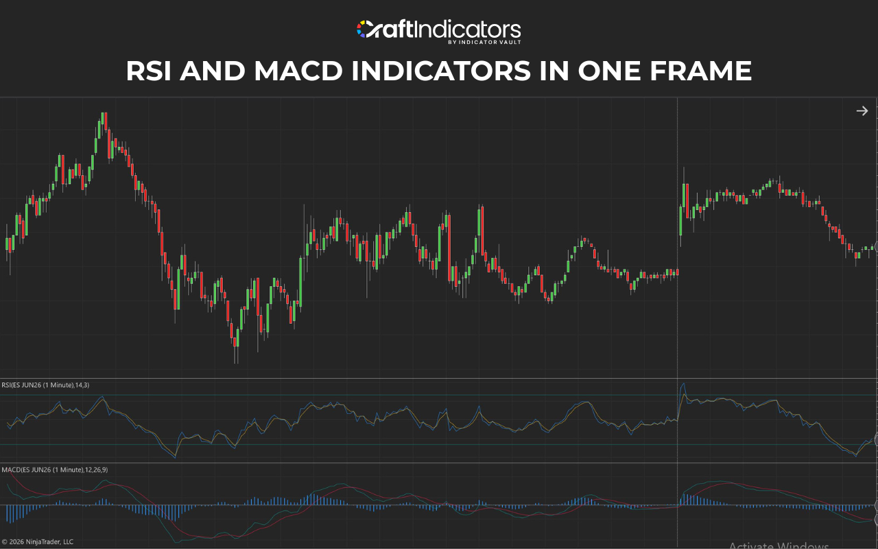 RSI and MACD Free Ninjatrader Indicators In One Frame